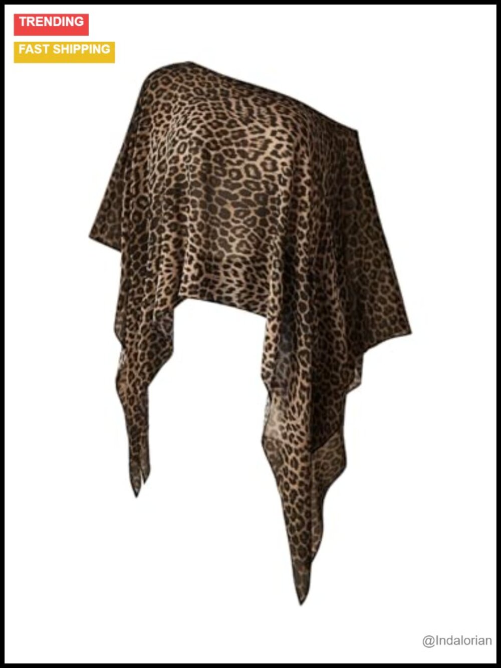 Plus Size Off Shoulder Leopard Print Poncho Blouse Y2K Asymmetrical Top